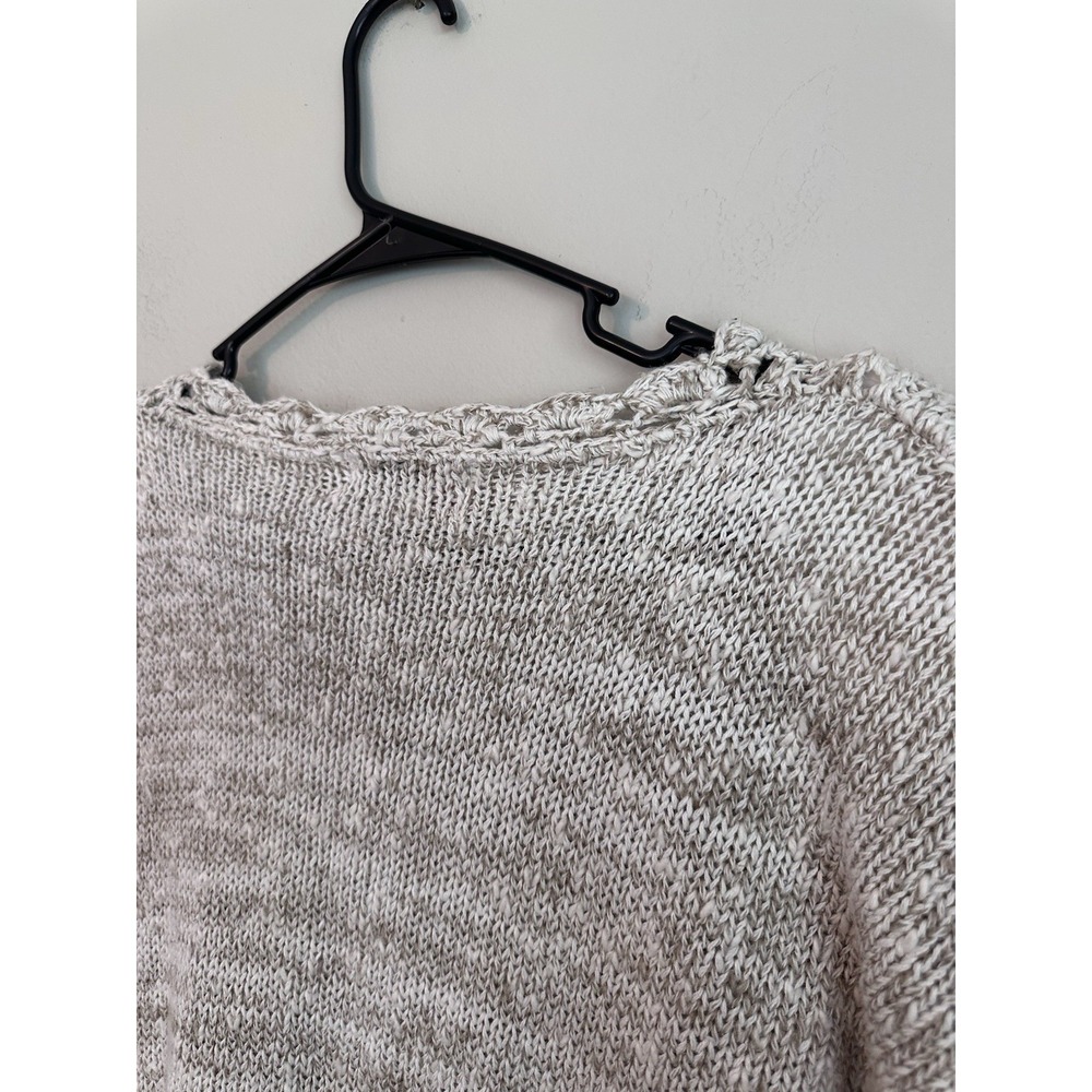 Vintage‎ 100% Ramie/Cotton Knotted Crochet Oatmeal Sweater 3/4 Sleeve Size SMALL - Picture 12 of 16